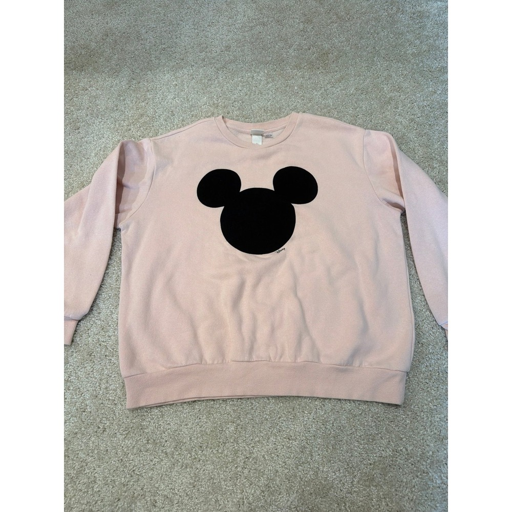 H&M Disney Mickey Mouse Baby Pink Fleece Lined Sweatshirt Womens Size L
